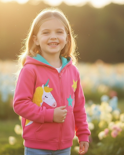 unicorn fleece jacket - in-use