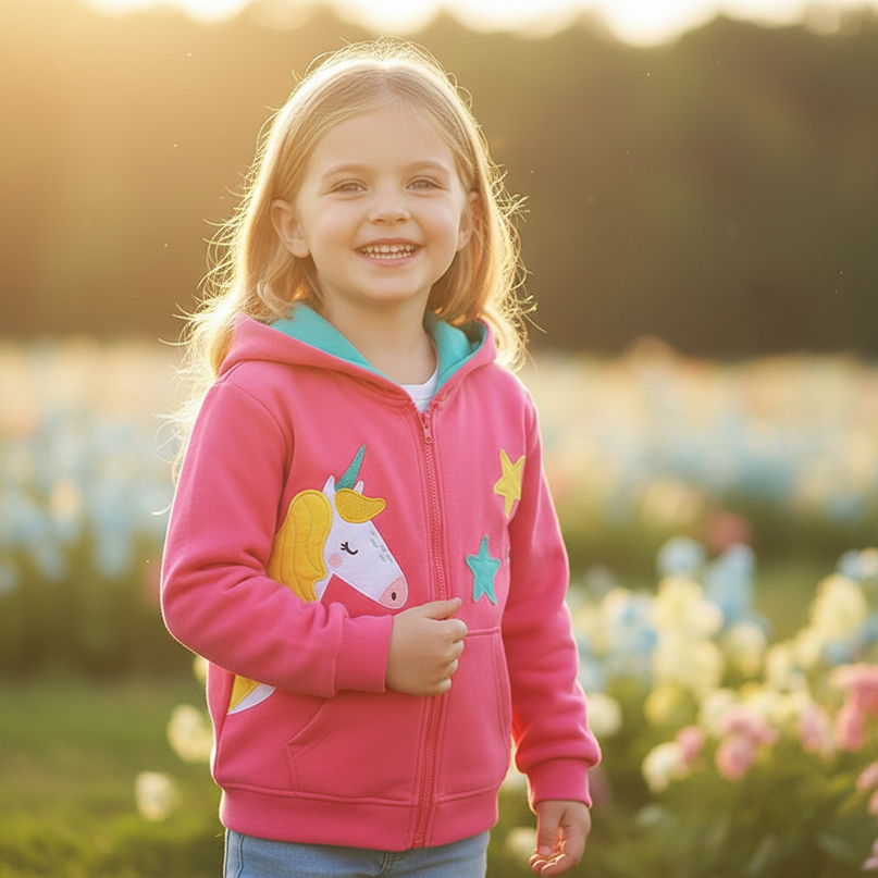 unicorn fleece jacket - in-use