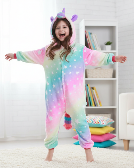 unicorn fleece onesie - in-use