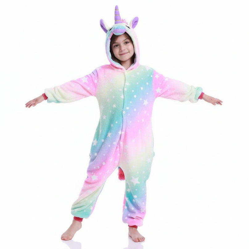 unicorn fleece onesie - white-bg