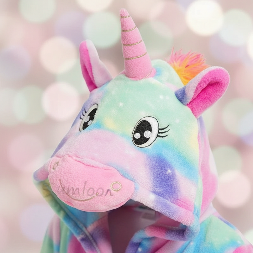 unicorn fleece robe - detail