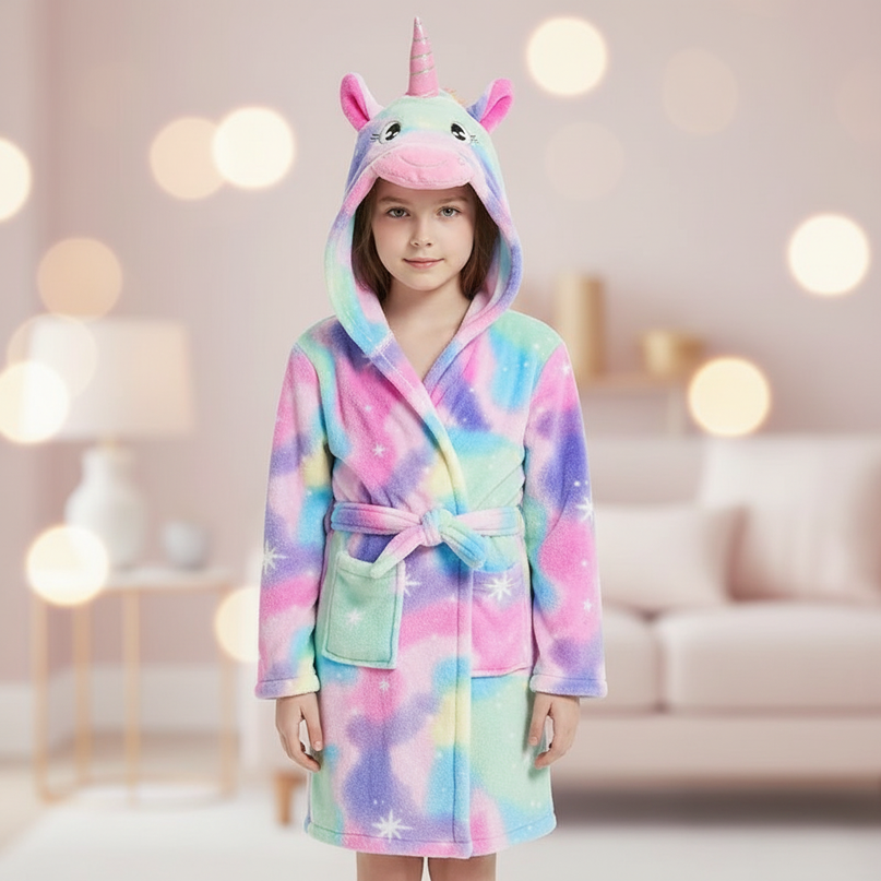 unicorn fleece robe - lifestyle
