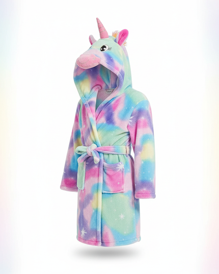 unicorn fleece robe - white-bg
