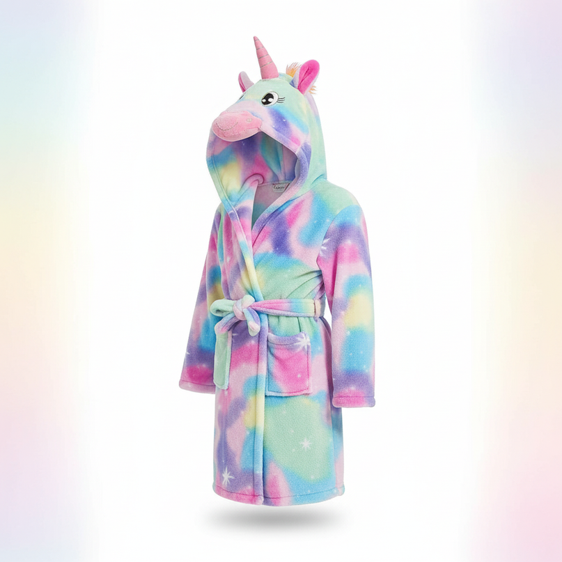 unicorn fleece robe - white-bg