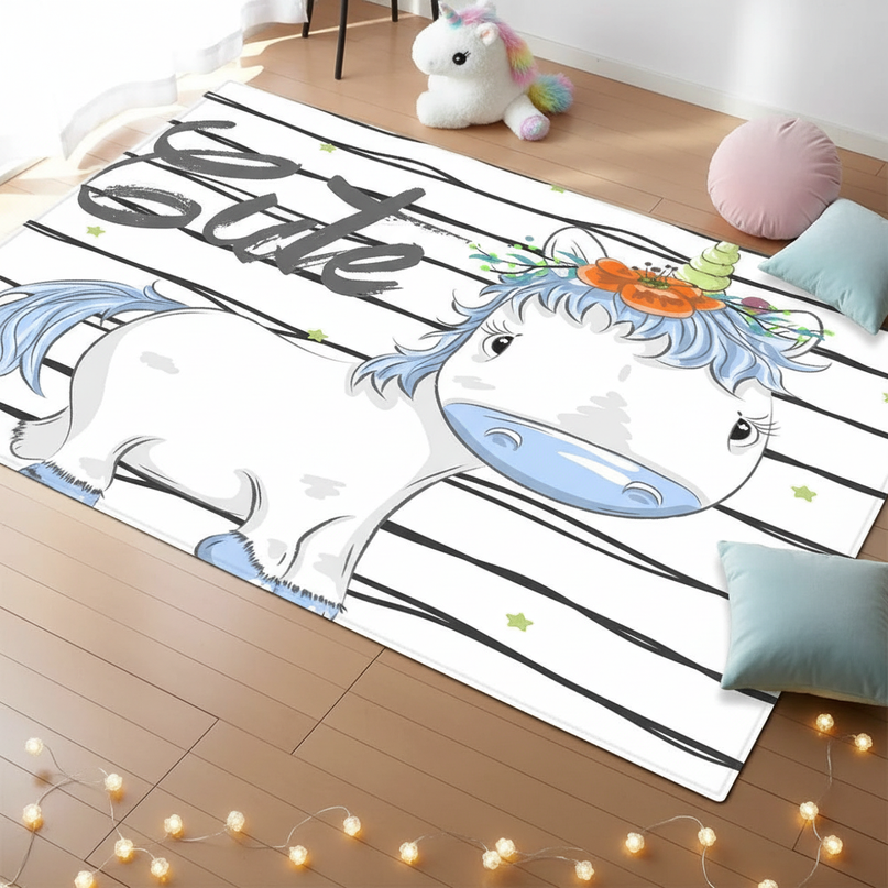 unicorn fleece rug - flat-lay
