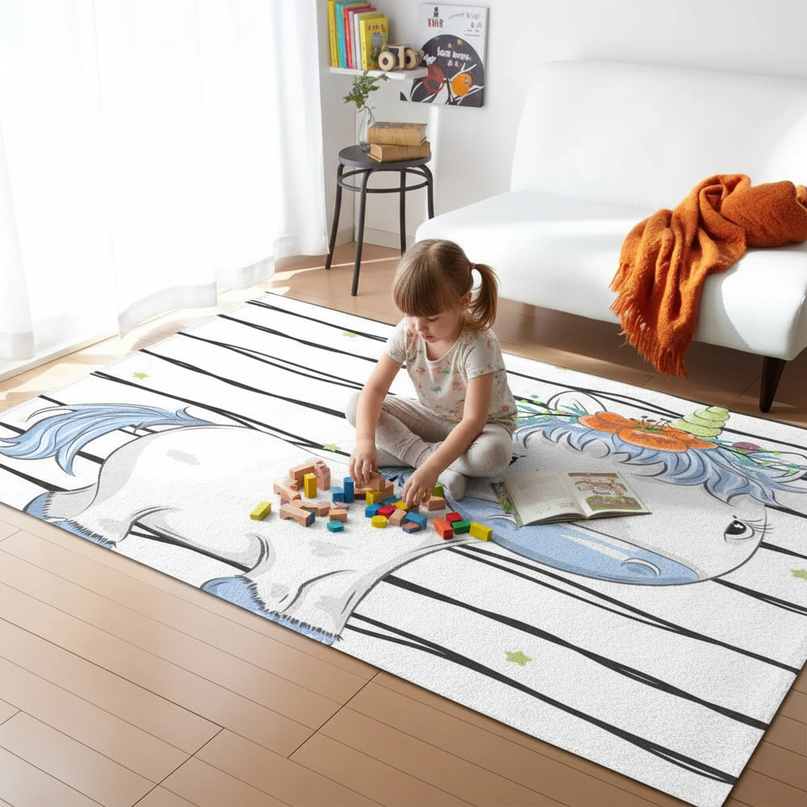 unicorn fleece rug - in-use