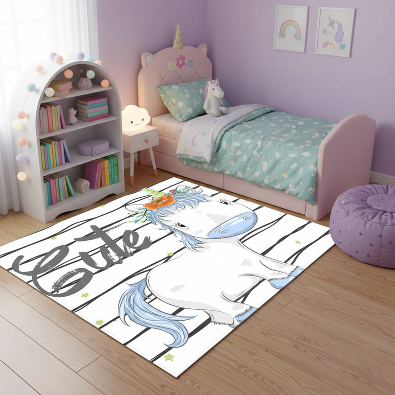 unicorn fleece rug - lifestyle