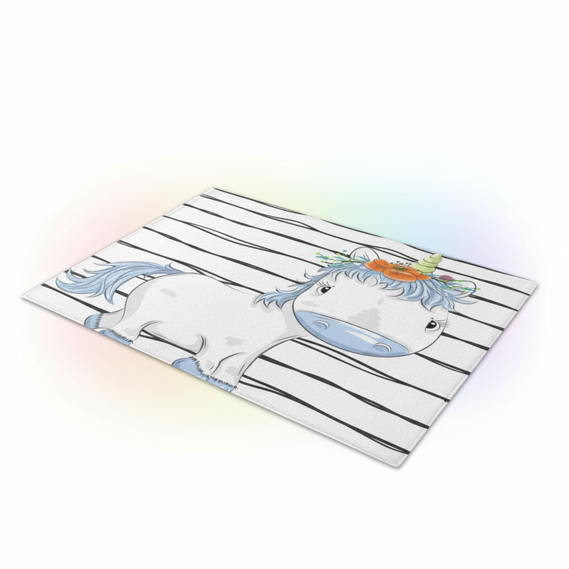 unicorn fleece rug - white-bg