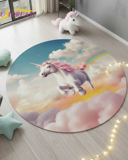 unicorn floor rug - flat-lay