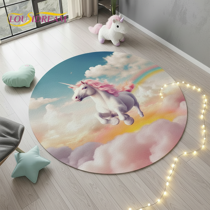 unicorn floor rug - flat-lay