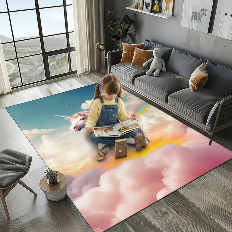 unicorn floor rug - in-use