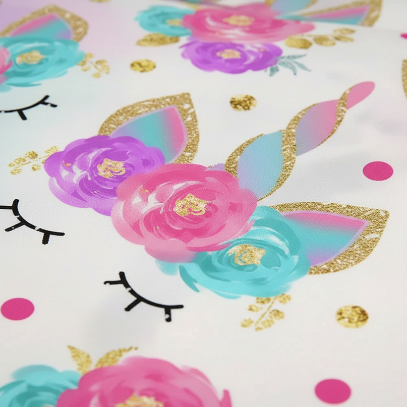 unicorn floral bedding - detail