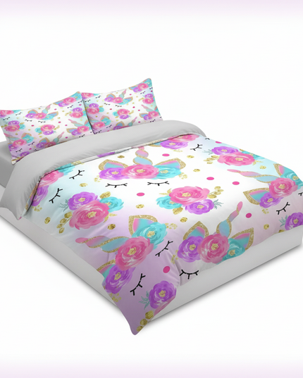unicorn floral bedding - white-bg