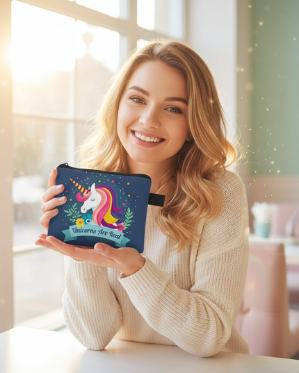 unicorn floral coin purse - in-use