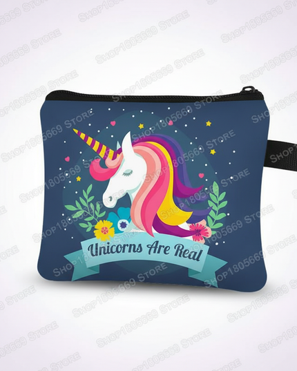 unicorn floral coin purse - white-bg