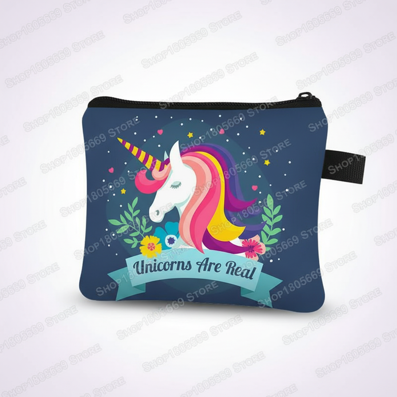unicorn floral coin purse - white-bg