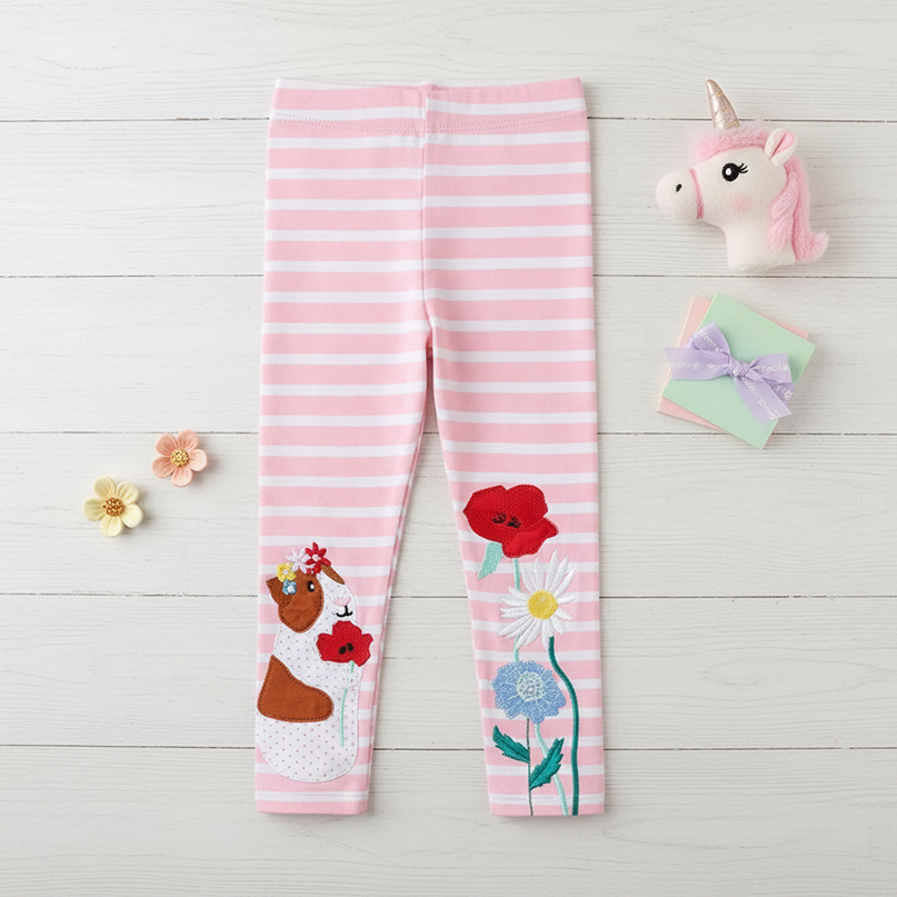 unicorn floral leggings - flat-lay