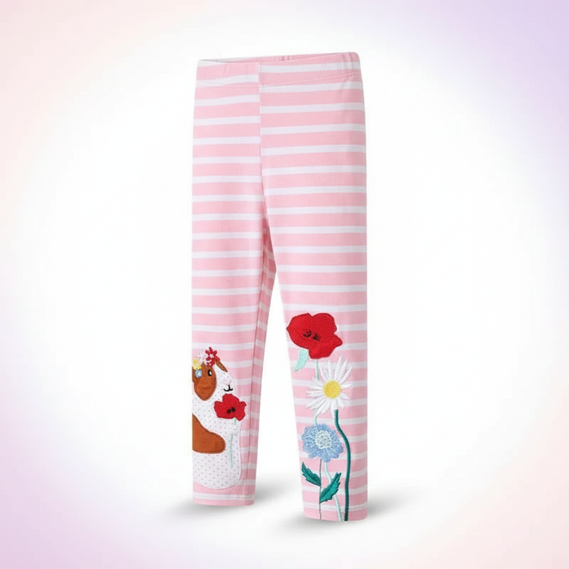 unicorn floral leggings - white-bg