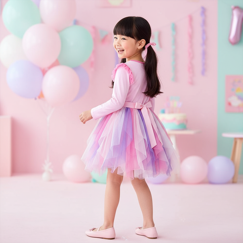 unicorn floral mesh princess dress - back