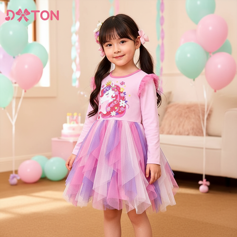 unicorn floral mesh princess dress - detail