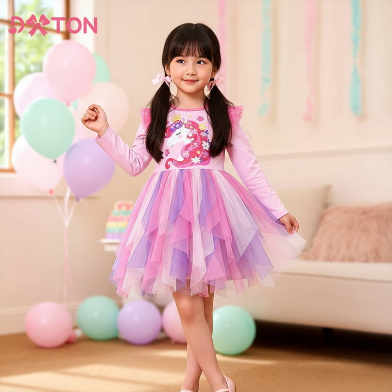 unicorn floral mesh princess dress - front