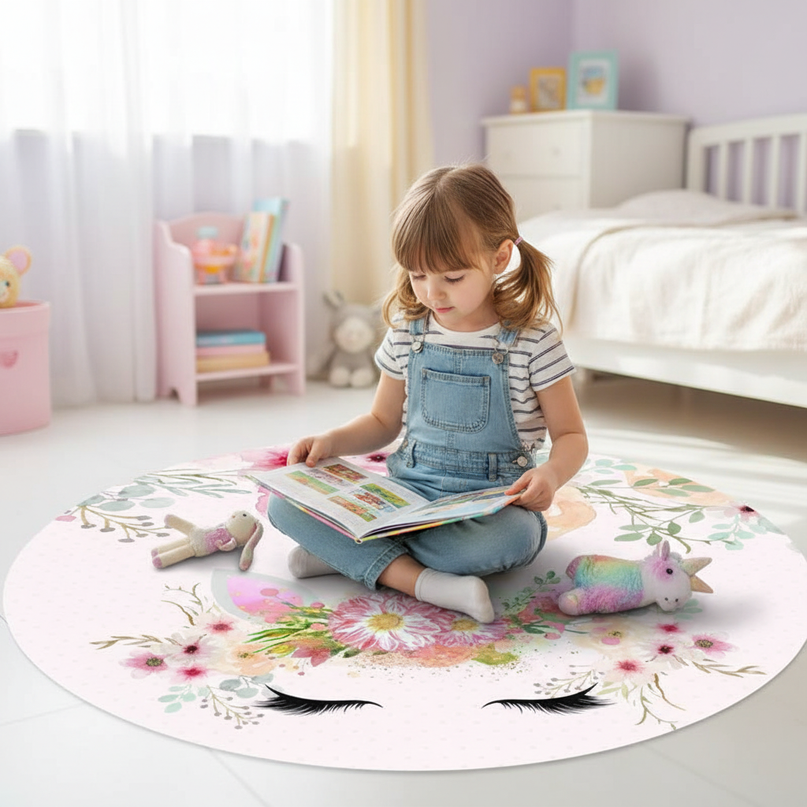 unicorn floral rug - in-use