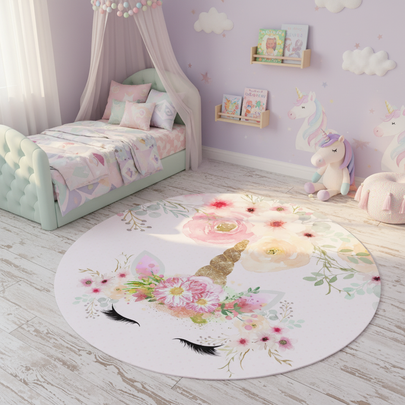 unicorn floral rug - lifestyle