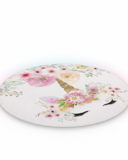 unicorn floral rug - white-bg