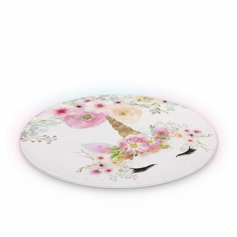 unicorn floral rug - white-bg