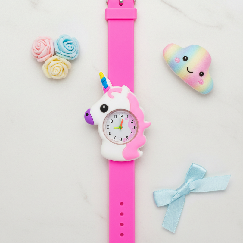 unicorn floral watch - flat-lay