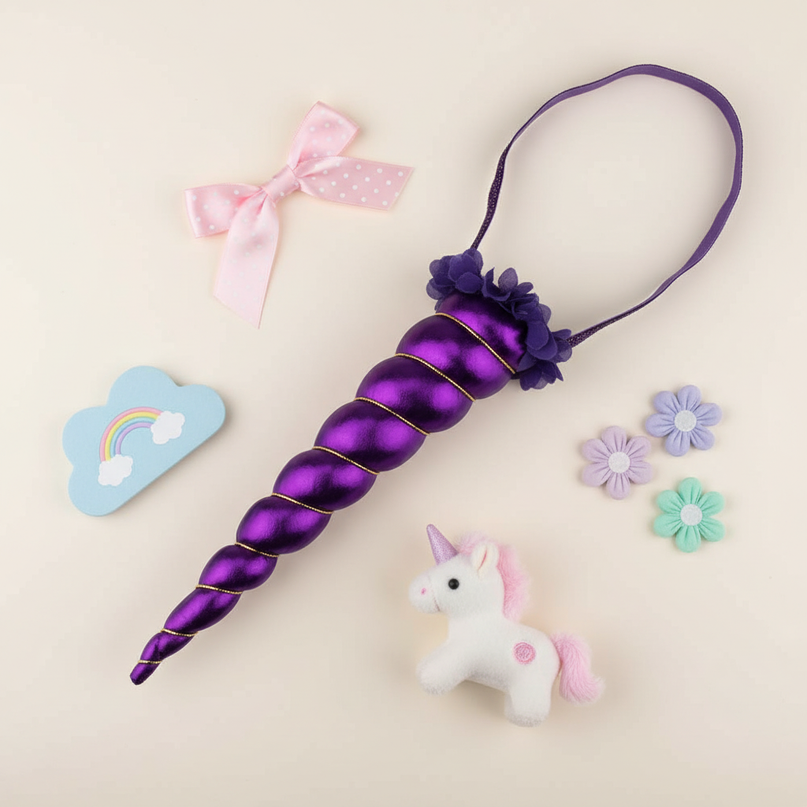 unicorn flower crown headband - flat-lay