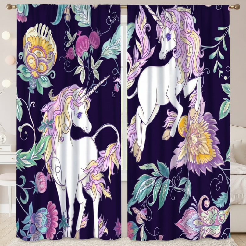 unicorn flower curtains - lifestyle