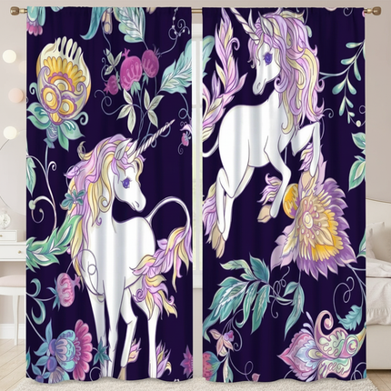 unicorn flower curtains - lifestyle