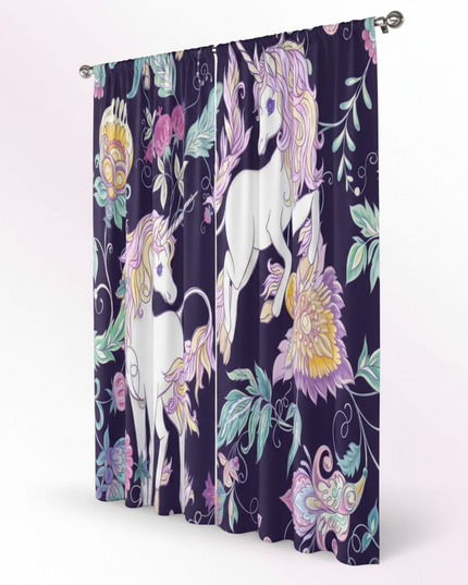 unicorn flower curtains - white-bg