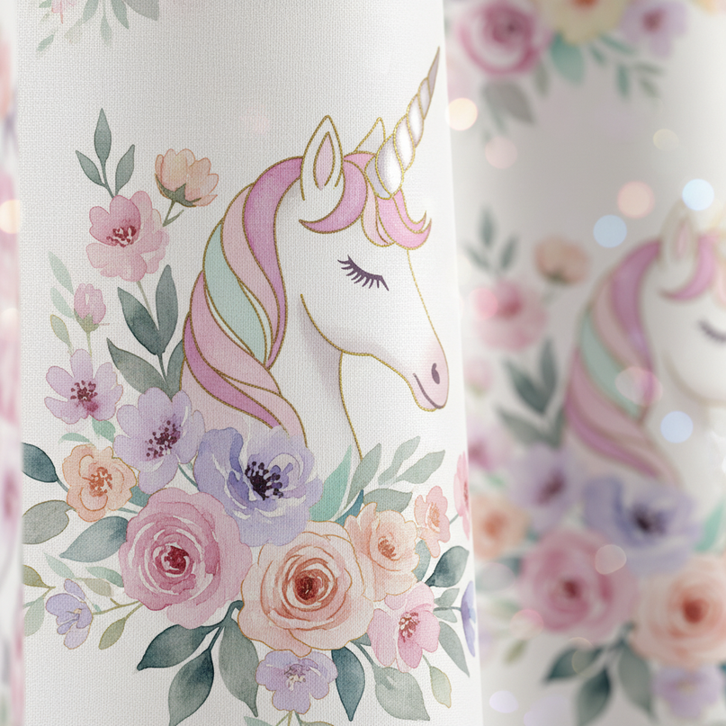 unicorn flower shower curtain - detail