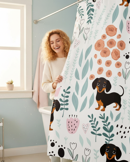 unicorn flower shower curtain - in-use