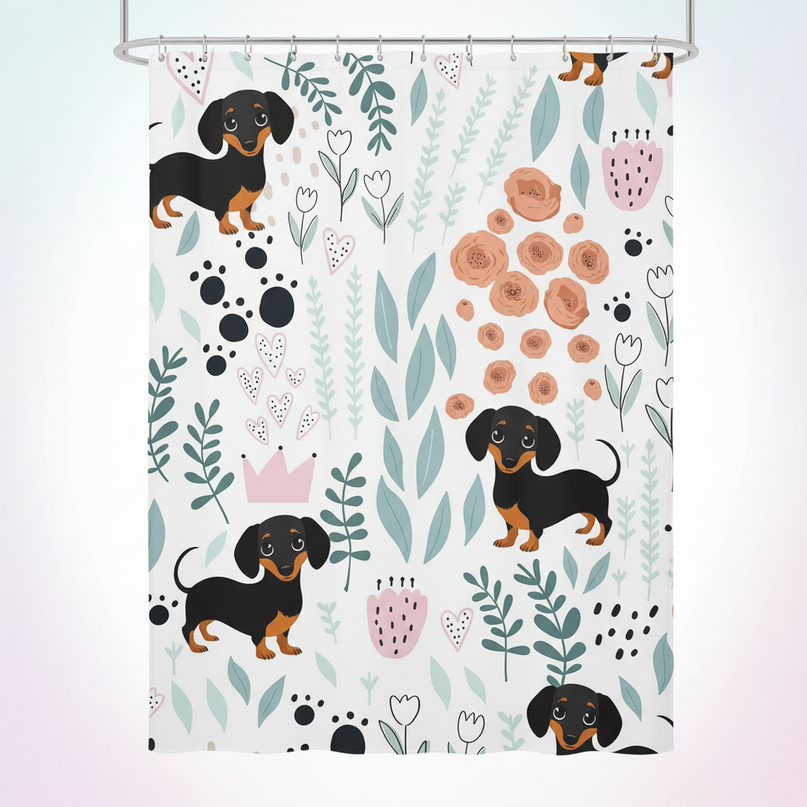 unicorn flower shower curtain - white-bg
