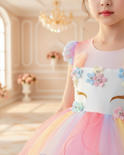 unicorn flower tutu dress - detail