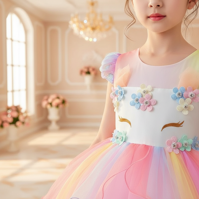 unicorn flower tutu dress - detail