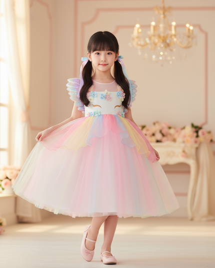 unicorn flower tutu dress - front