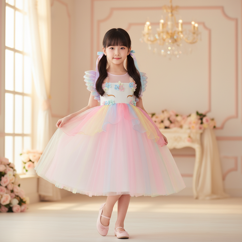 unicorn flower tutu dress - front