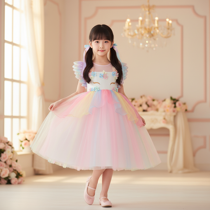 unicorn flower tutu dress - front
