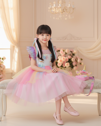 unicorn flower tutu dress - sitting