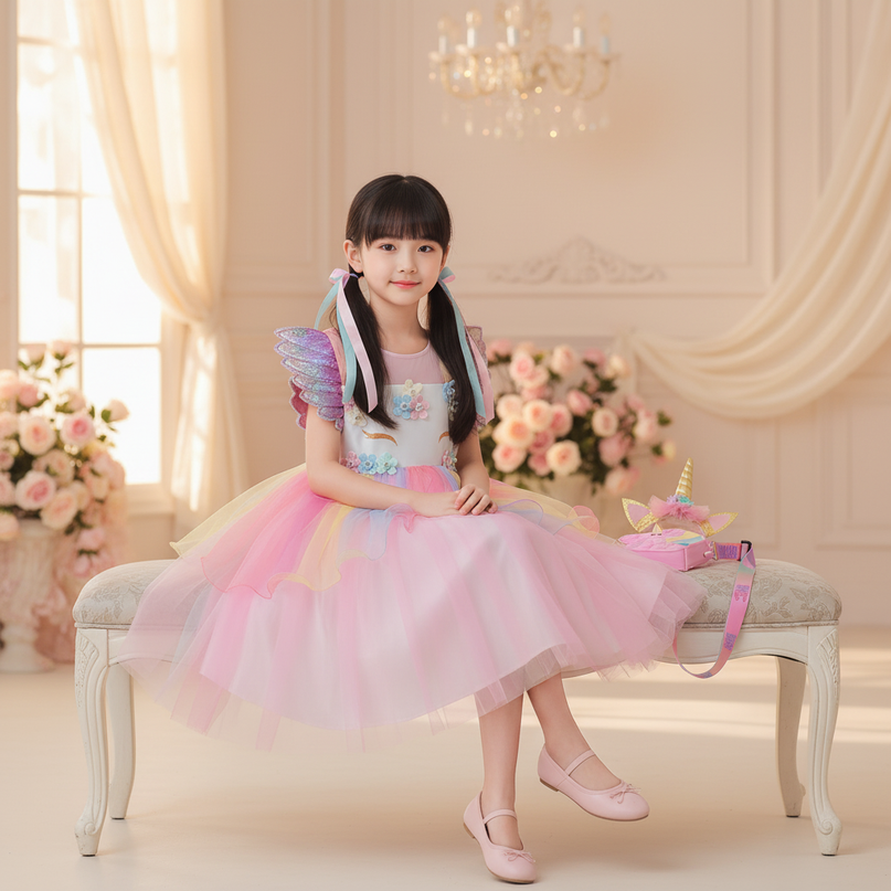 unicorn flower tutu dress - sitting