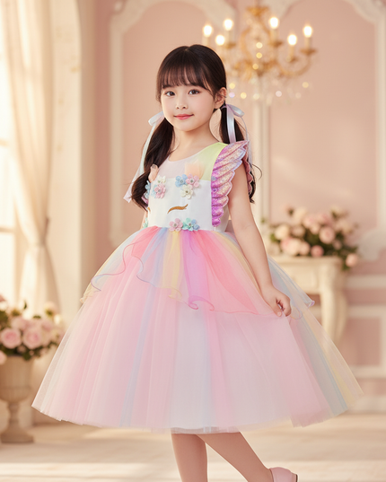 unicorn flower tutu dress - three-quarter