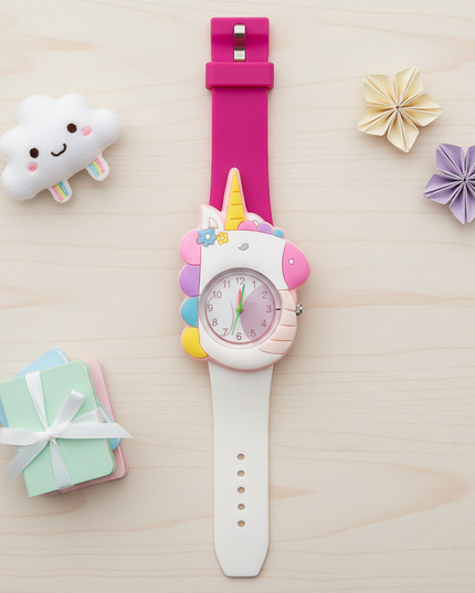unicorn flower watch - flat-lay