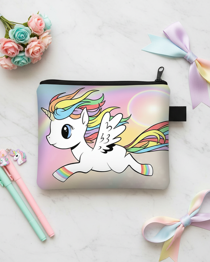 unicorn flying print purse - flat-lay