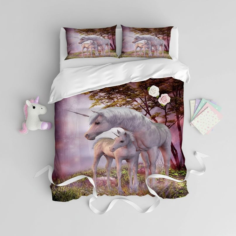 unicorn foal bedding - flat-lay