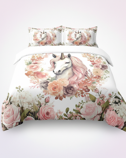 unicorn full size bedding - white-bg