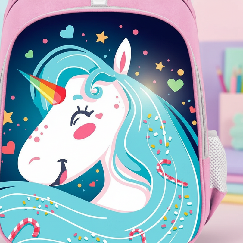 unicorn fun backpack for school - detail